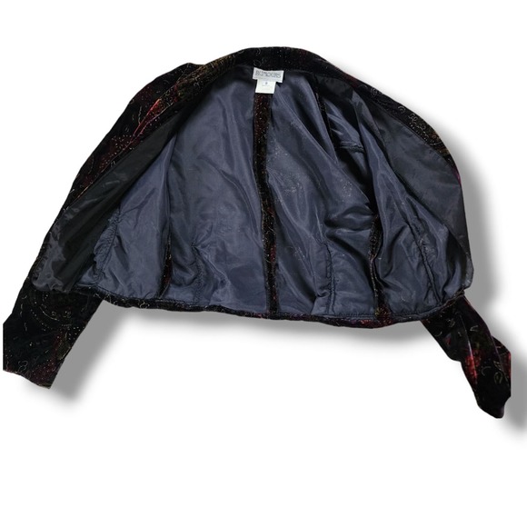 Vtg Rumours Croped Blazer Black Velvet Colorful Metallic‎ women sz Small - Picture 5 of 10